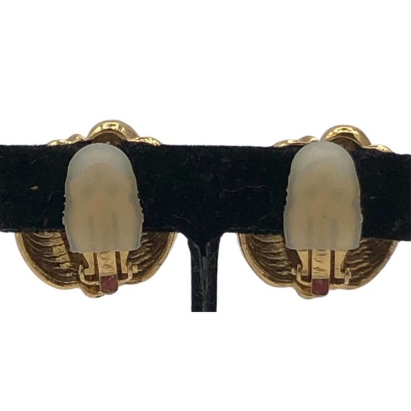 St John Clip On Earrings Gold Tone Chunky Huge Puffy Statement 1980s Jewelry - Picture 2 of 8